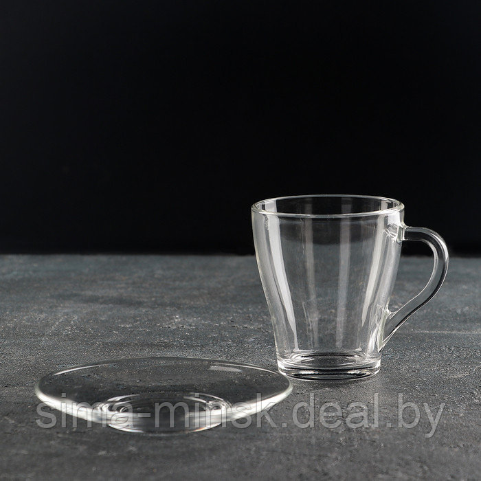 Чайный стеклянный набор «Грация», 12 предметов: кружка 250 мл, 6 шт, блюдце, 6 шт - фото 3 - id-p224983903