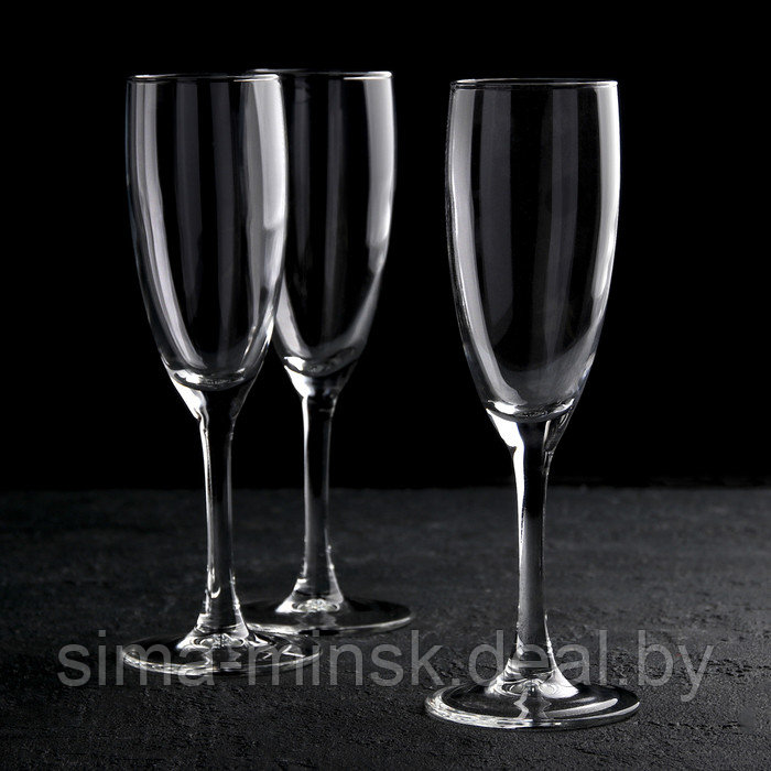 Набор стеклянных бокалов для шампанского «Эдем», 170 мл, 3 шт - фото 1 - id-p224983820