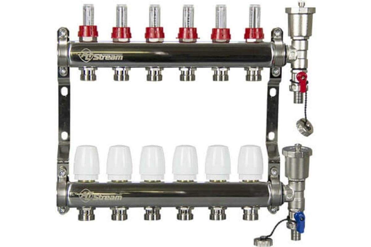 Коллекторная группа на 5 выходов для теплого пола в сборе ALTSTREAM - фото 1 - id-p224984389