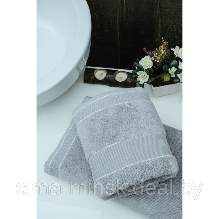 Полотенце Arya Home Gloss, размер 50X90 см, цвет светло-серый - фото 1 - id-p224984247