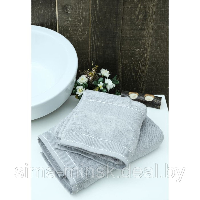 Полотенце Arya Home Gloss, размер 50X90 см, цвет светло-серый - фото 2 - id-p224984247