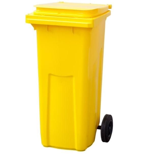 Мусорный контейнер 120л на колесах желтый - фото 1 - id-p199163138