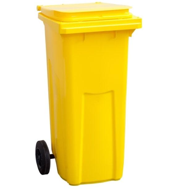Мусорный контейнер 120л на колесах желтый - фото 2 - id-p199163138