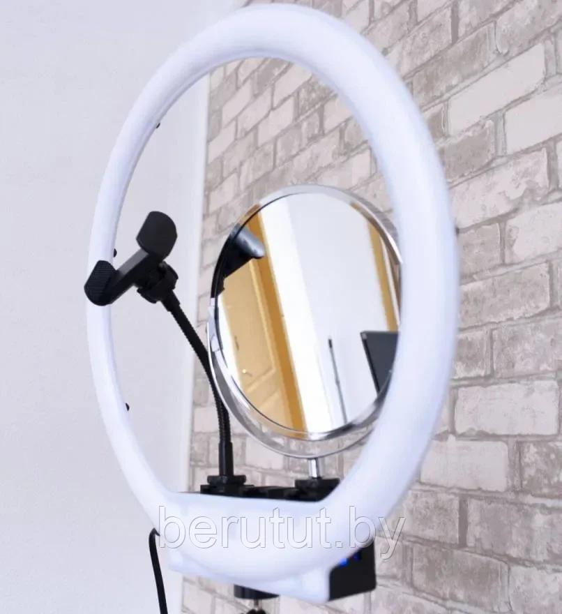 Кольцевая лампа светодиодная 36 см с зеркалом MM-988 пульт ДУ - фото 2 - id-p224984944