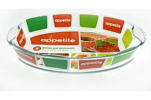 Стеклянная овальная форма appetite 39x27x6 см 3.9 л с ручкой PLH9