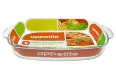 Форма стеклянная  прямоугольная appetite  41x26x6 см 3.9 л с ручкой PLH4