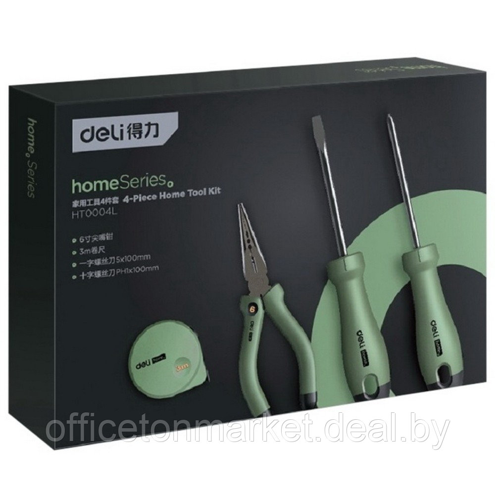 Набор инструментов 4 предмета Deli "Home", зеленый, серый - фото 8 - id-p224985195