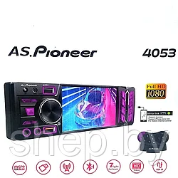 Автомагнитола AS.Pioneer 4053 BT, подсветка 7 цветов, пульт ДУ, с экраном 1080 Full HD