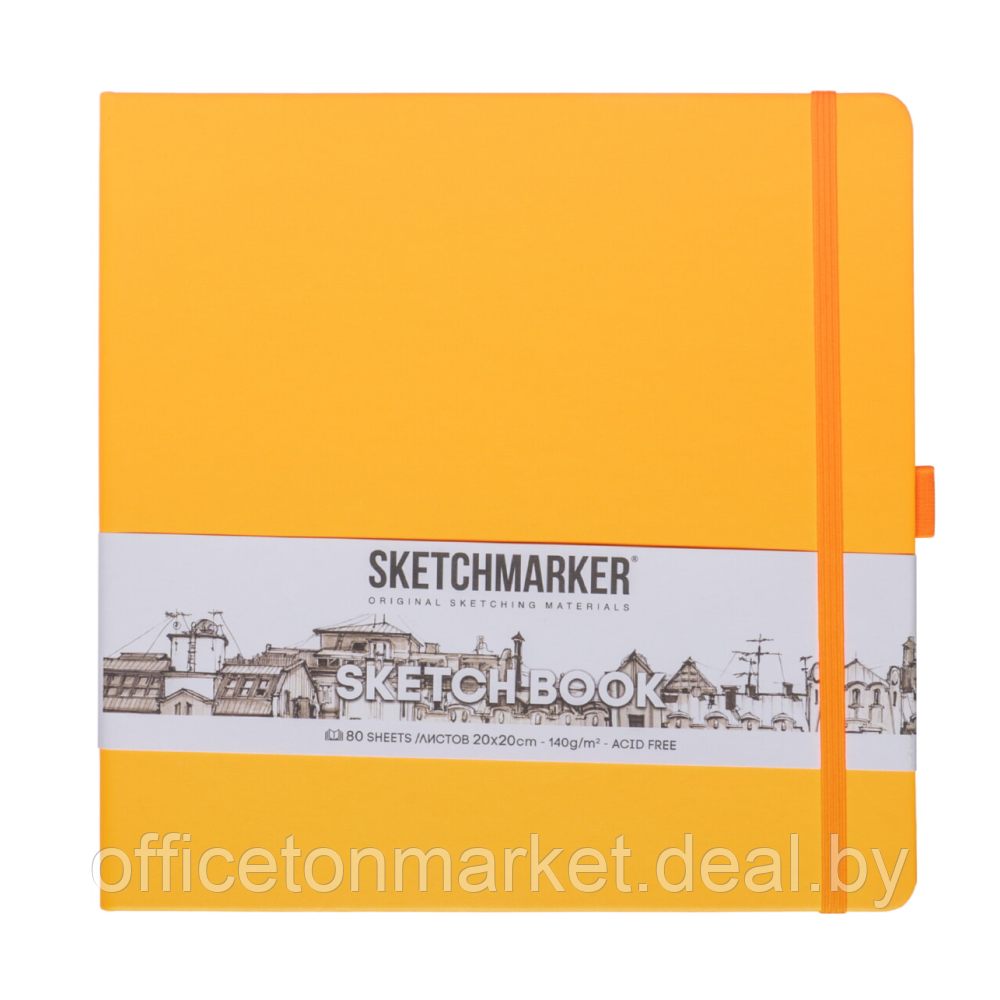 Скетчбук "Sketchmarker", 80 листов, 20x20 см, 140 г/м2, оранжевый - фото 1 - id-p224194165