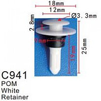 C0941(VW) Forsage клипса Клипса для крепления внутренней обшивки а/м Фольксваген пластиковая (100шт/уп.)