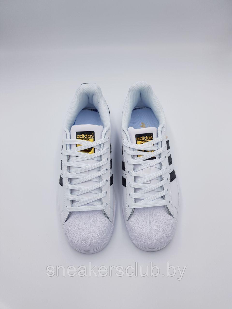 Кроссовки белые Adidas Superstar женские / подростковые / демисезонные / повседневные - фото 5 - id-p188307045
