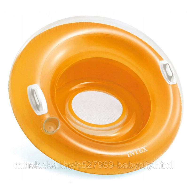 Надувной круг-кресло с дном и ручками Intex 119 см 8+, оранжевый - фото 1 - id-p224987201