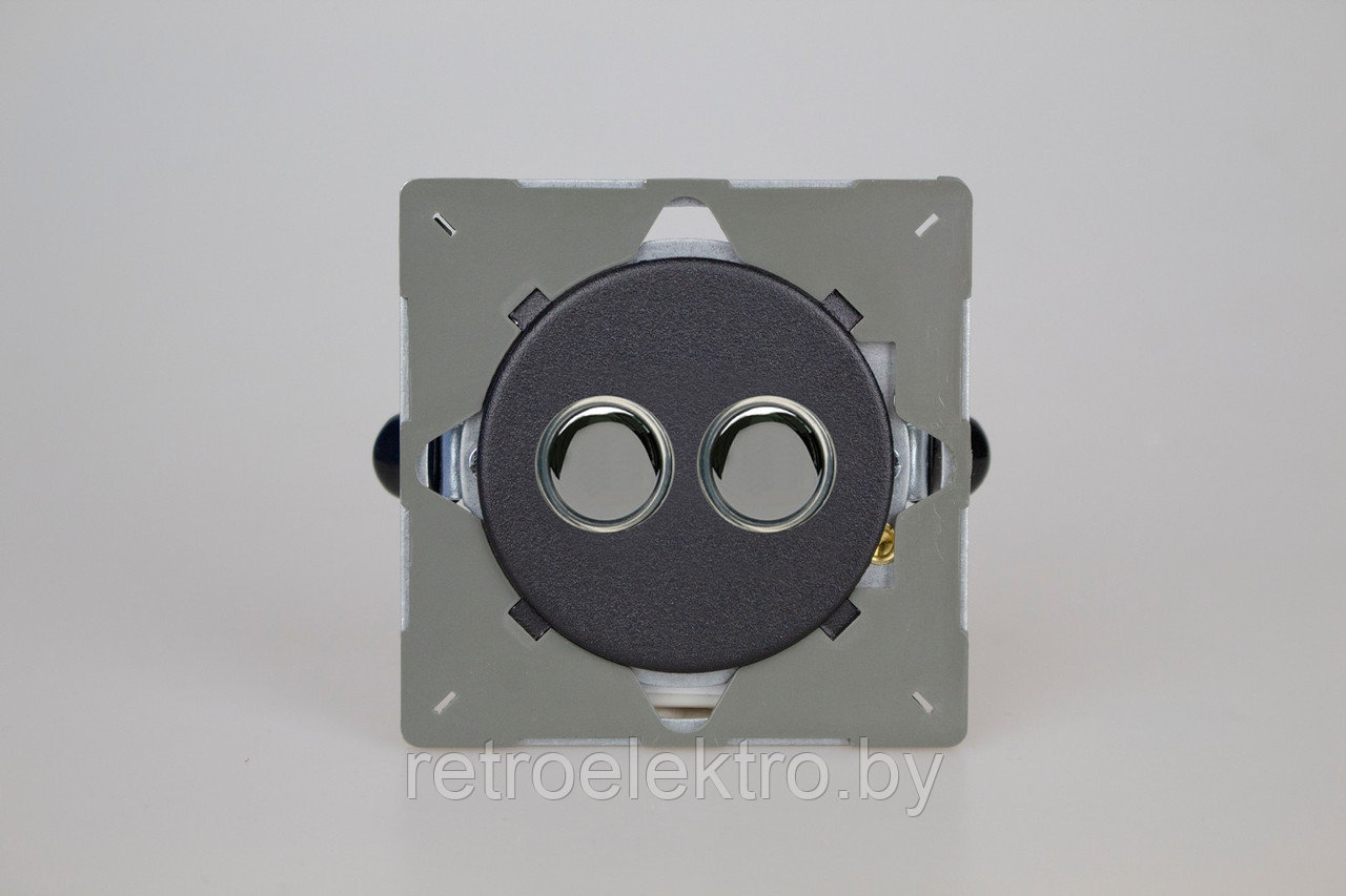 Механизм двойной кнопки 6А в сброе (импульсная), цвет Matt Black (Матовый черный)