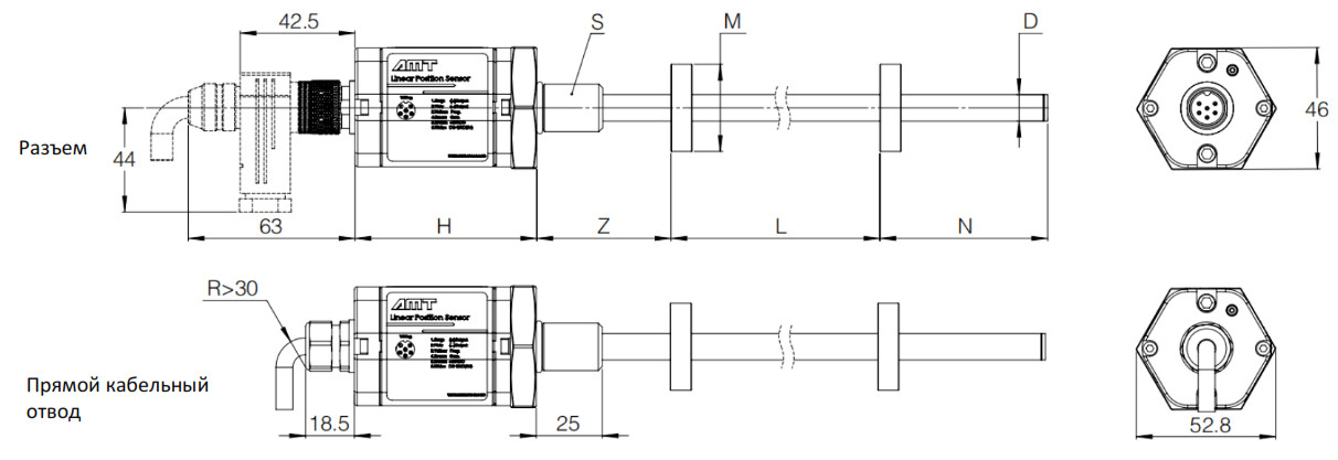 Магнитострикционные датчики линейных перемещений AMT Linear Position Sensor серии GH с аналоговым выходом - фото 5 - id-p224989018