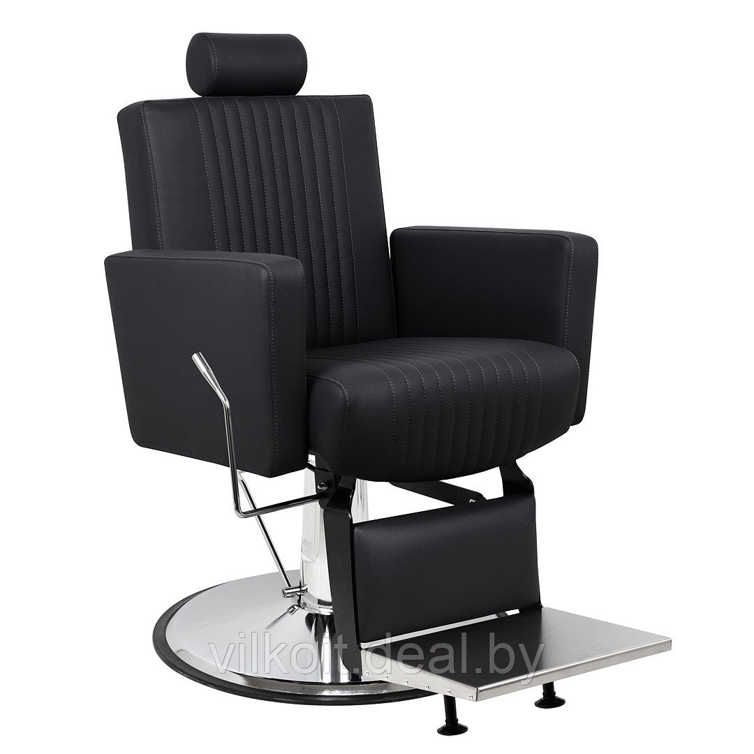 Барбер кресло Толедо Инокс с декором в виде из строчек, черное. На заказ - фото 1 - id-p193029501