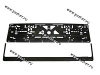 Рамка номерного знака двойная с защелкой черная Рысь ООО