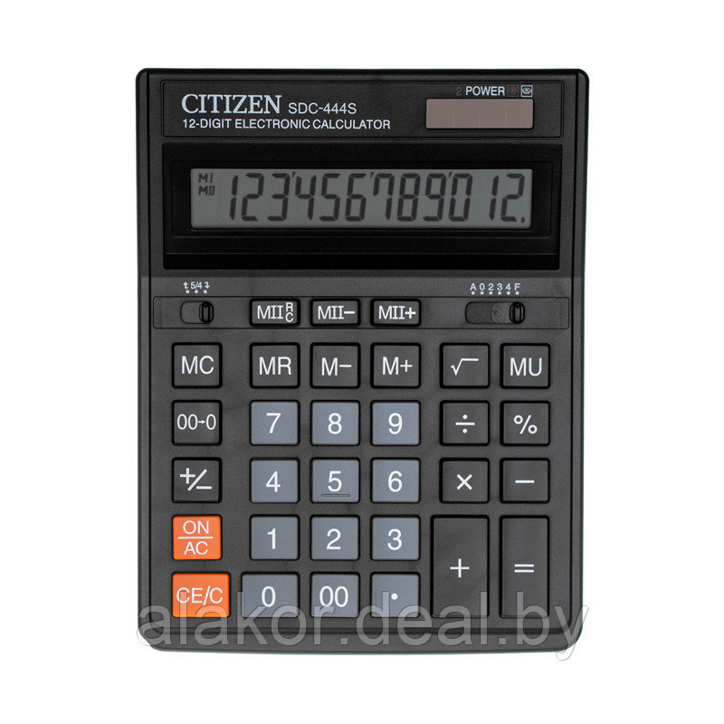 Калькулятор настольный CITIZEN SDC444S, 12-разрядный, 199x153x30.5мм, черный - фото 2 - id-p1136926