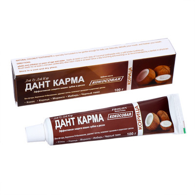 Зубная паста Кокосовая Dant Karma, 100г – кокос, корица, имбирь, тмин