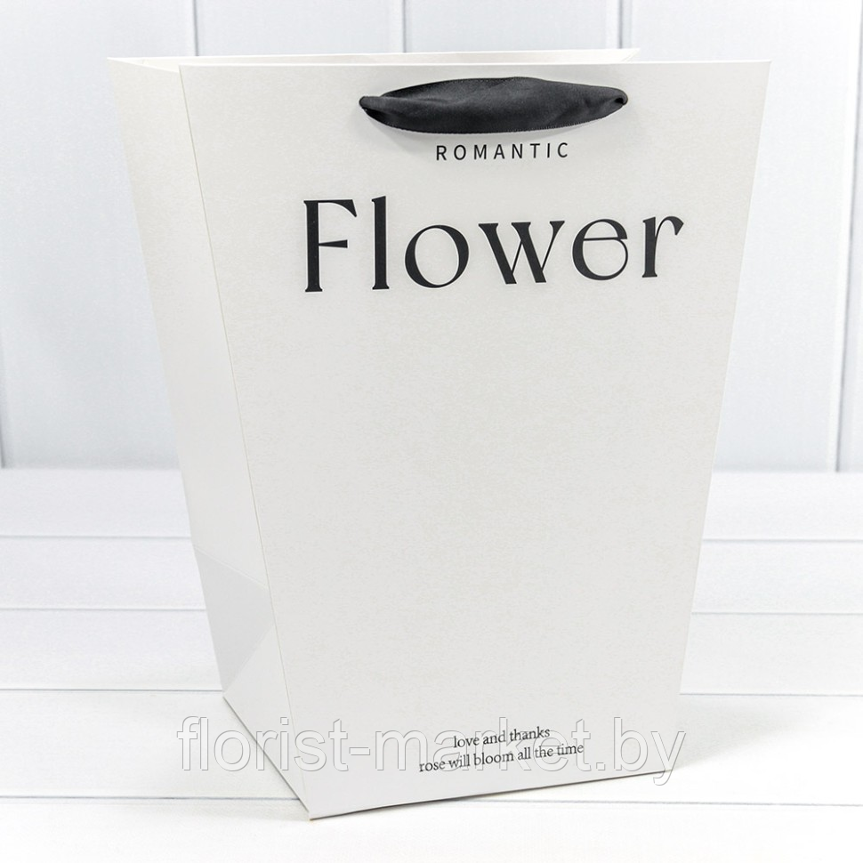 Пакет-переноска "Romantic Flower", 25*30*16 см, белый, трапеция