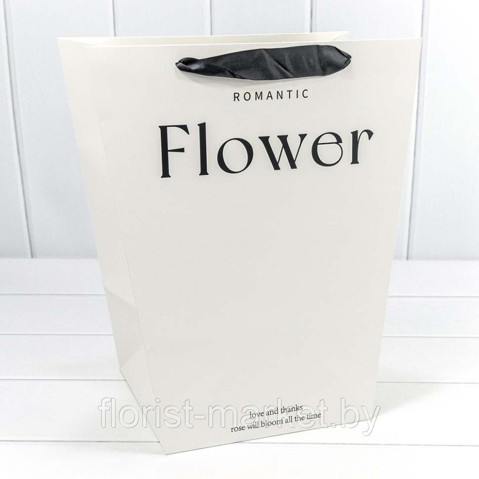 Пакет-переноска "Romantic Flower", 30*35*20 см, белый, трапеция - фото 1 - id-p224996202