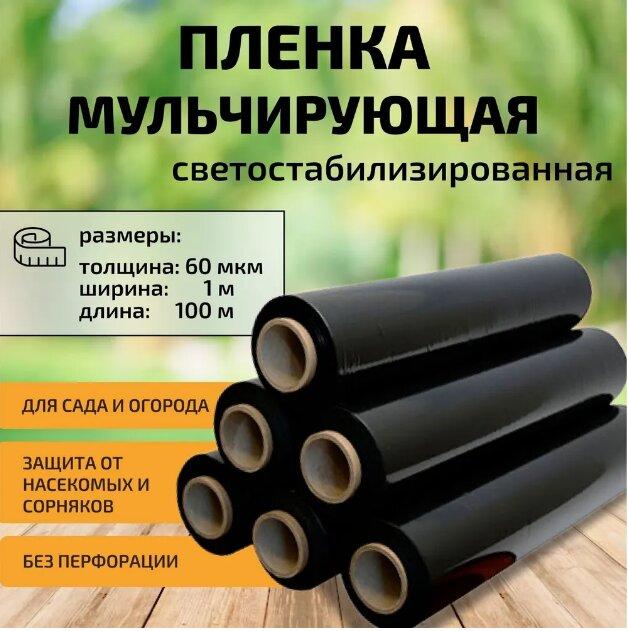 Пленка мульчирующая черная под клубнику 1,0м*100м 60мкм светостабилизированная - фото 1 - id-p224996219