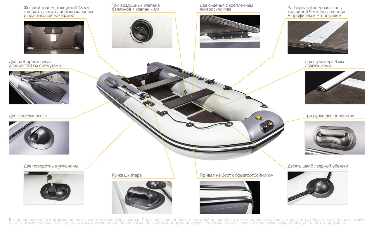 Надувная лодка Ривьера Компакт 2900 СК "Касатка" Светло-серый/черный - фото 7 - id-p112591962