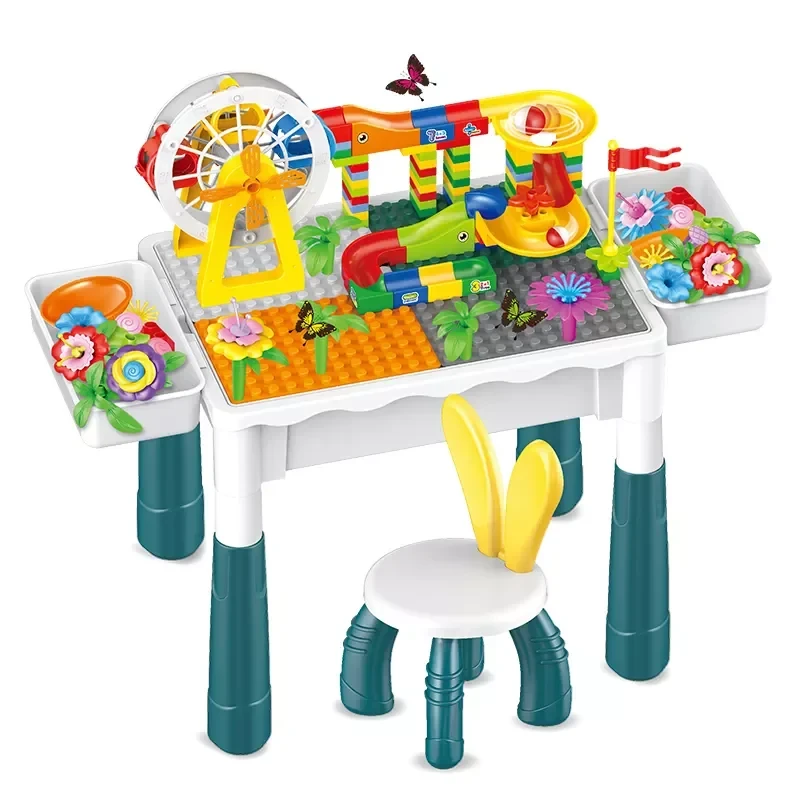 Детский стол для конструктора Дупло HX839-84B Развивающий игровой стол для конструктора, 1 стул, 155 элементов - фото 2 - id-p224997560