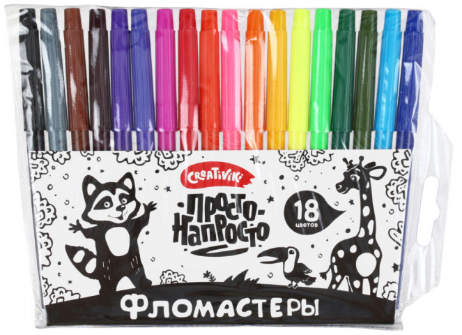 Фломастеры Creativiki «Просто» классические 18 цветов, толщина линии 1-2 мм, вентилируемый колпачок - фото 2 - id-p224996914