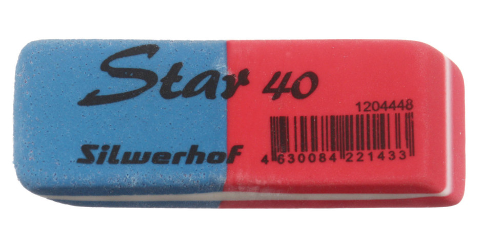 Ластик Silwerhof Star 40 57*20*8 мм, синий с красным - фото 1 - id-p224996917