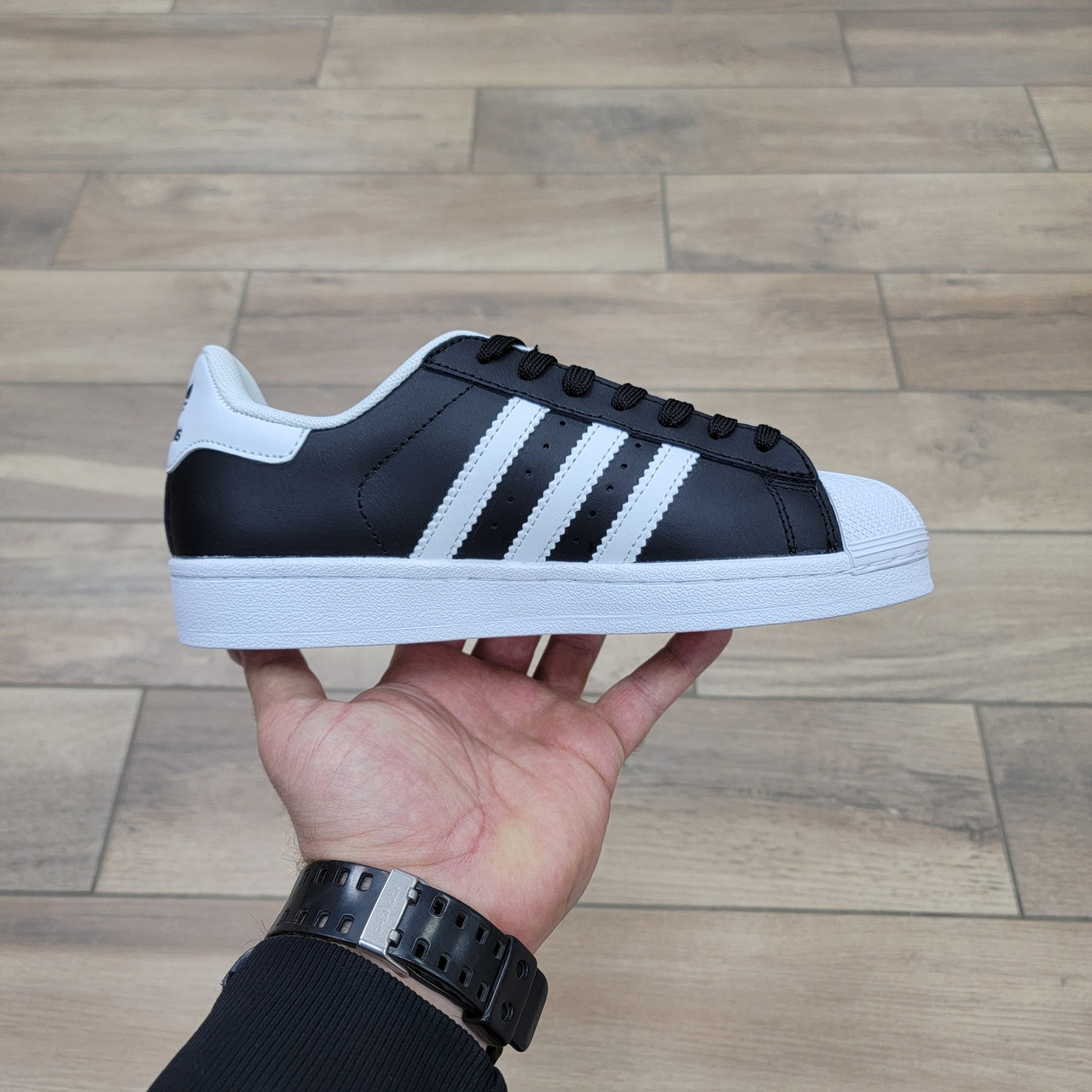 Кроссовки Adidas Superstar Black White - фото 2 - id-p214931026