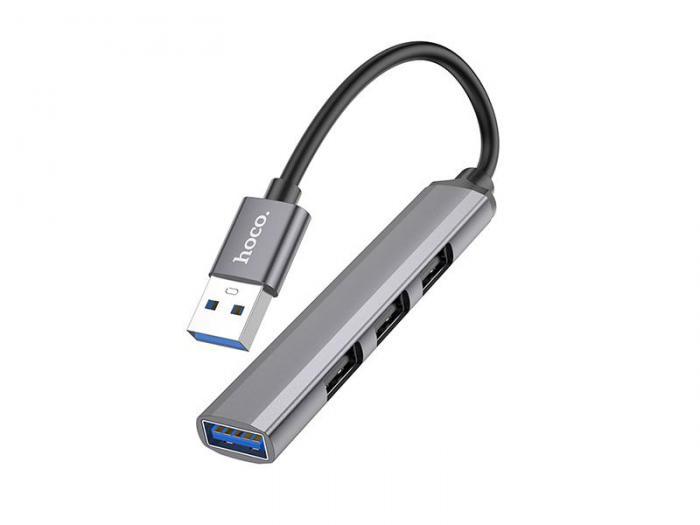 Хаб USB Hoco HB26 3xUSB 2.0/1xUSB 3.0 Grey 6931474765468 - фото 1 - id-p224999567