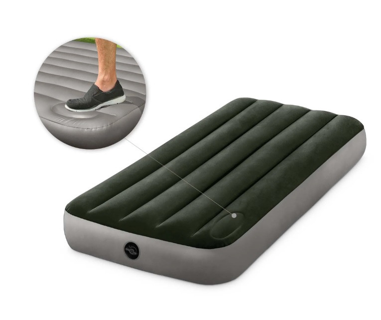 Надувной матрас Intex 64760 Downy Airbed 76х191х25 см со встроенным ножным насосом - фото 1 - id-p224999899