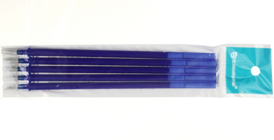 Набор стержней гелевых для ручек Schoolformat «Пиши-Стирай» 5 шт., 130 мм., пулевидный, синий - фото 1 - id-p225000044