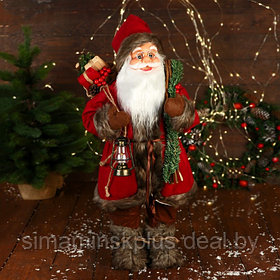 Дед Мороз "С фонариком и веточками" 60 см, красный