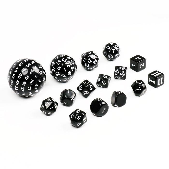 Набор кубиков для ролевых игр 15 шт., черный