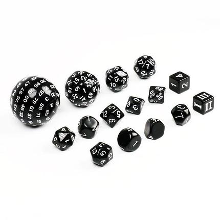 Набор кубиков для ролевых игр 15 шт., черный, фото 2