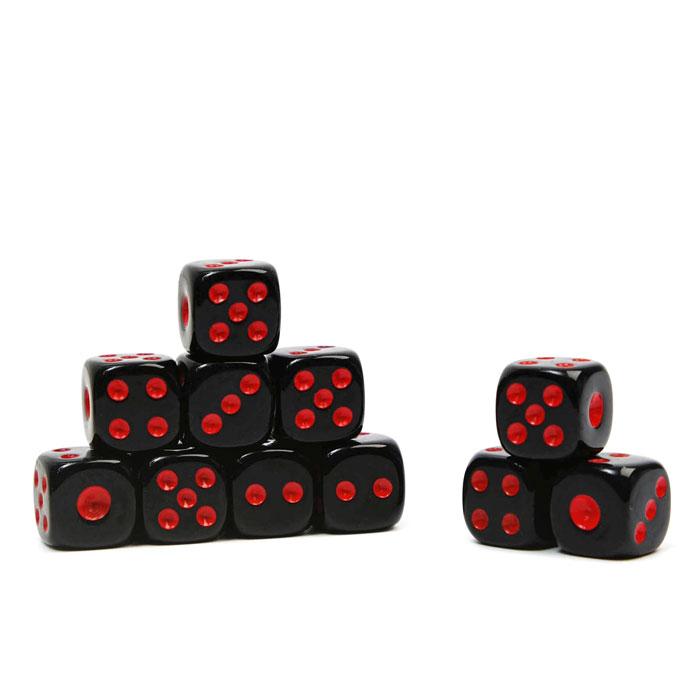 Кубик D6 12 мм Время игры, черный (красные точки) - фото 1 - id-p225002679