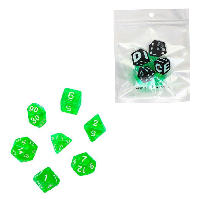 Набор кубиков для ролевых игр Время игры 7 шт., зелёный - фото 1 - id-p225002680