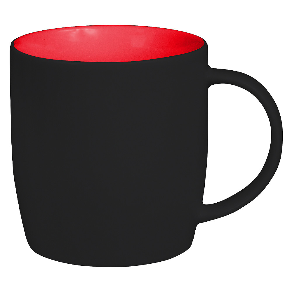 Кружка фарфоровая Casa Grande Lupin Soft, софт тач, 400 мл, черный/красный - фото 1 - id-p225002389