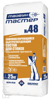 Самонивелир Тайфун мастер № 48 повышенной прочности цементный (2-20 мм), внутр. и наруж., 25 кг - фото 2 - id-p32204180