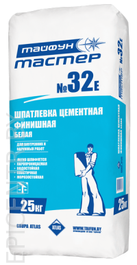 Тайфун Мастер № 32 Е шпатлевка цементная финишная, БЕЛАЯ , внутр. и наруж., 25 кг - фото 1 - id-p32204187