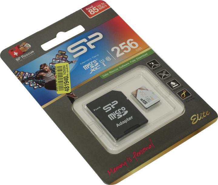 Карта памяти Silicon Power SP256GBSTXBU1V21SP microSDXC Memory Card 256Gb UHS-I U1 + microSD-- SD Adapter - фото 1 - id-p225005126
