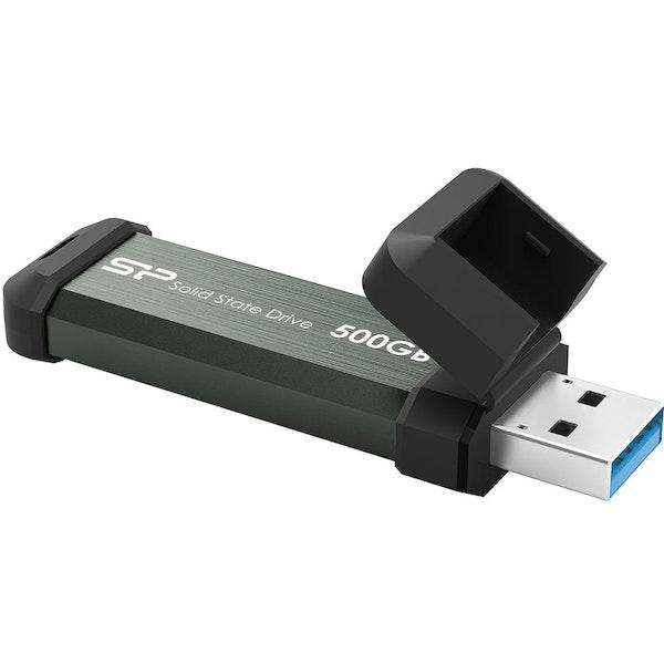 Флеш накопитель 500Gb Silicon Power MS70, USB 3.2, Серый, read/write 1050/850Mb/s - фото 1 - id-p225005525