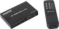 Разветвитель Orient HSP0204HN-2.0 4K HDMI Switch/Splitter (2in - 4out ver2.0 Jack 3.5mm S-PDIF ПДУ) + б.п.