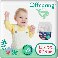 Подгузники-трусики детские Offspring L 9-14кг Рыбки / OF02LF