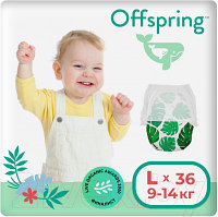 Подгузники-трусики детские Offspring L 9-14кг Тропики / OF02LLEA