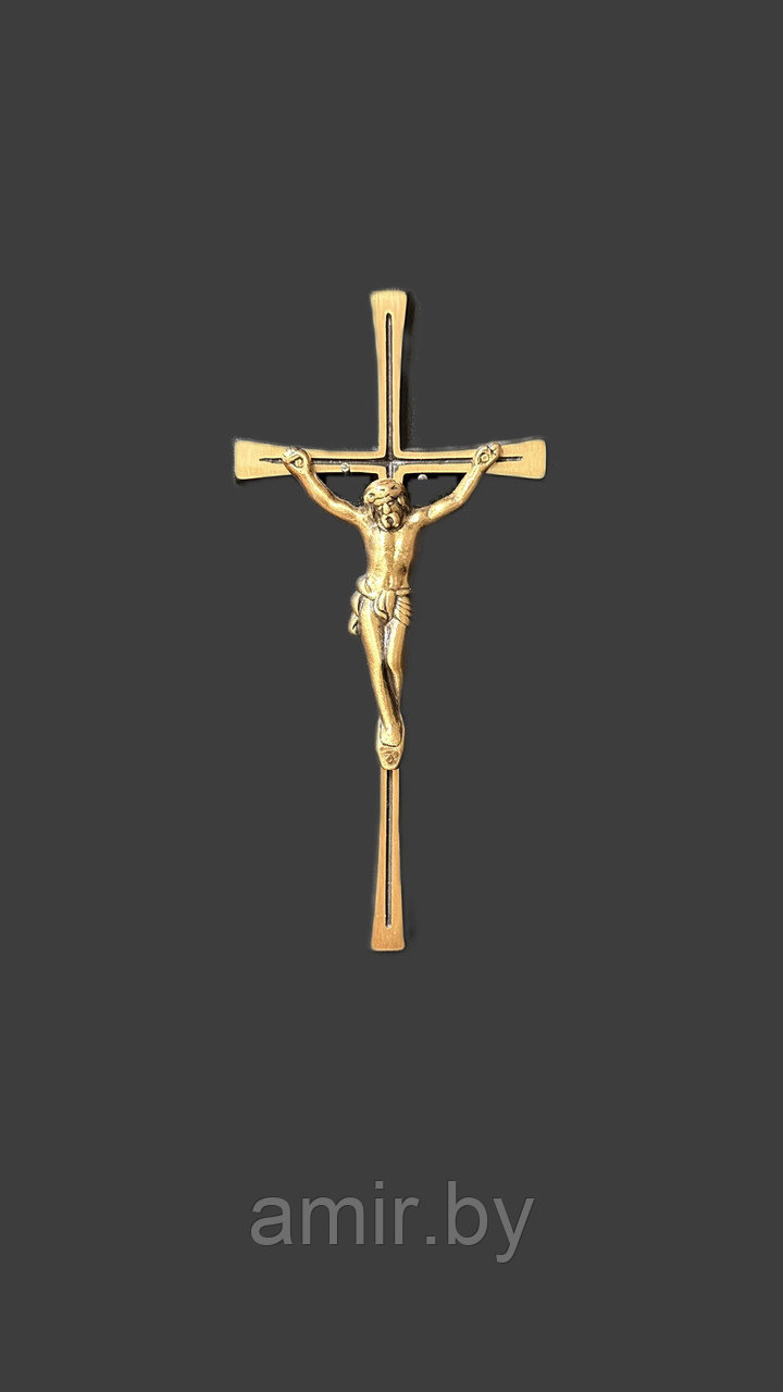 Бронзовый крест с распятием на кладбище/памятник 15см.