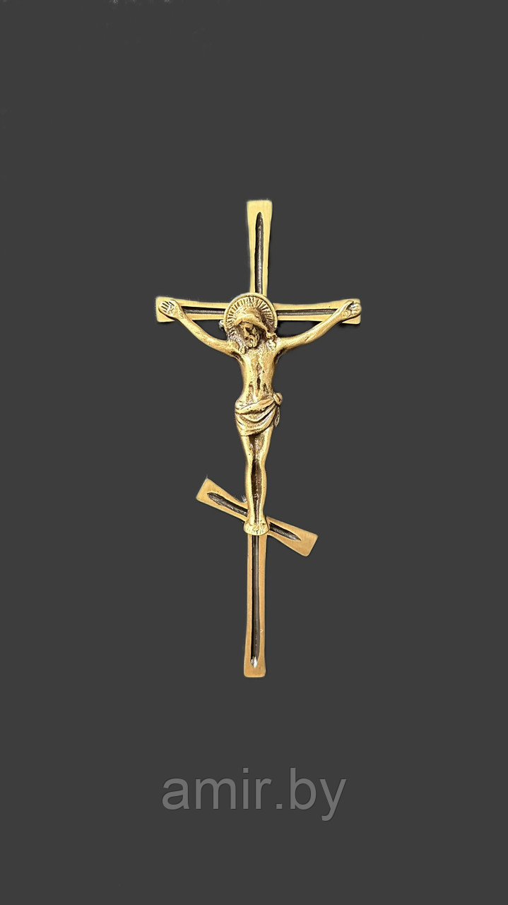 Бронзовый крест с распятием на кладбище/памятник 15см. - фото 1 - id-p145070492