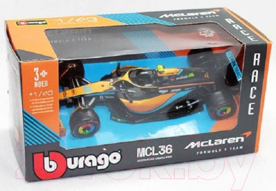 Масштабная модель автомобиля Bburago McLaren F1 MCL36 / 18-380634 - фото 6 - id-p225010244