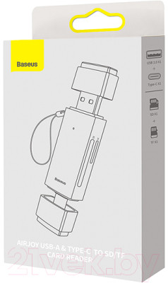 Картридер Baseus Lite Series USB-A & Type-C to SD/TF Card Reader WKQX060113 - фото 6 - id-p225010597